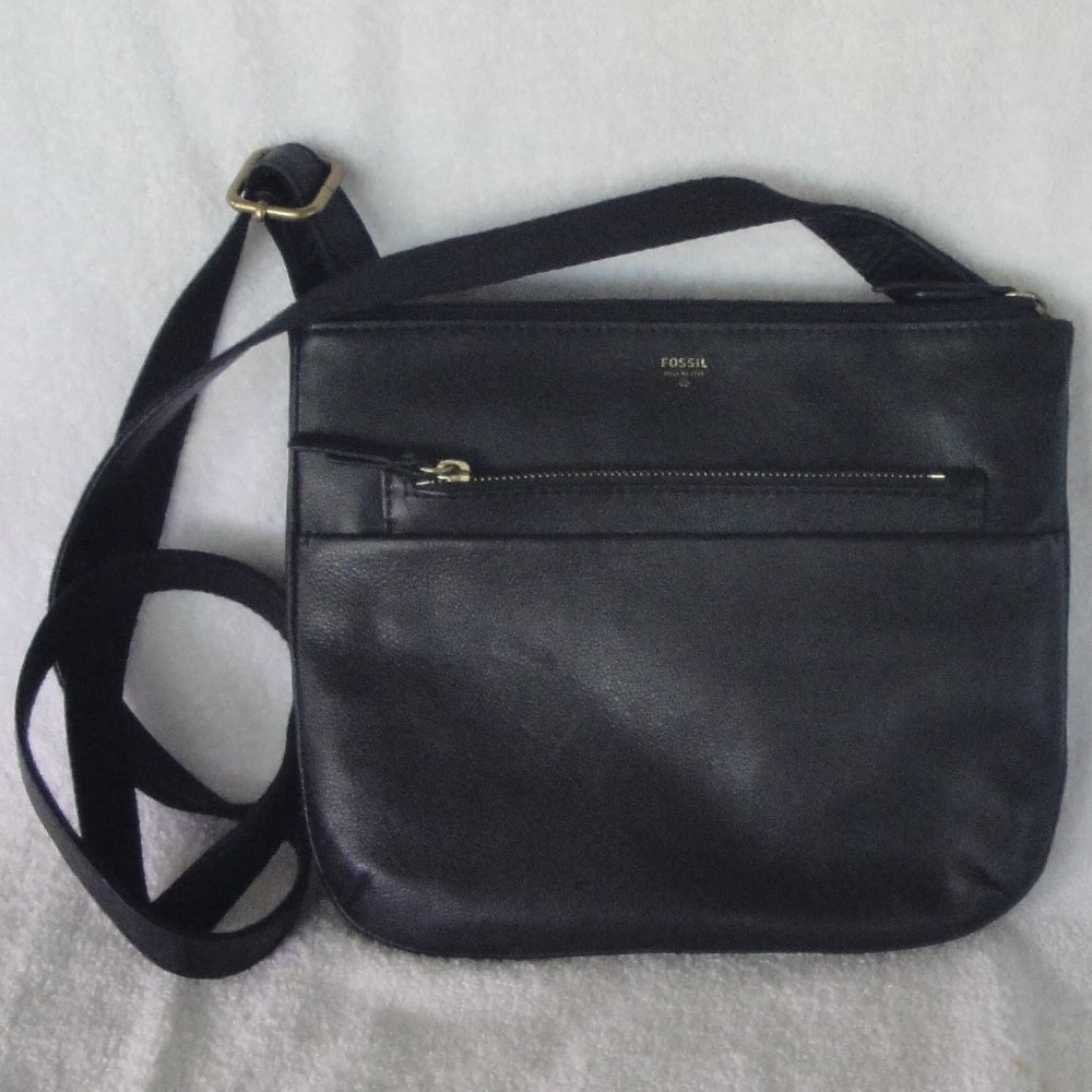 FOSSIL Black Leather Fiona Xbody Bag